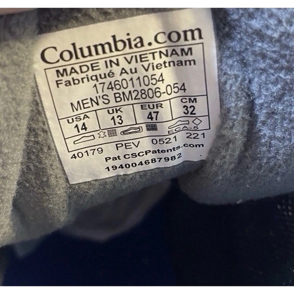 Columbia Fairbanks Omni-Heat winter Boot Gray Size 14 New!